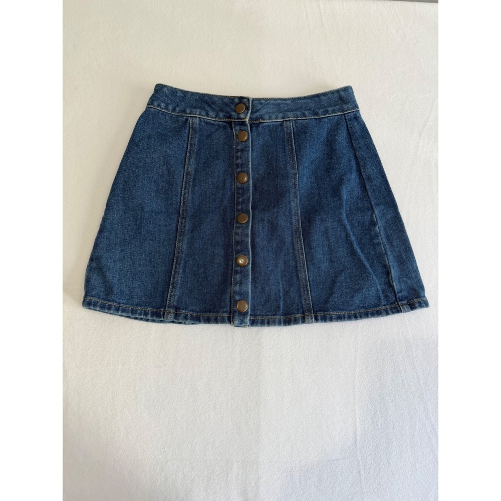 Melville Denim Mini Skirt Women 25 Blue Button Front A-Line Classic Preppy Boho
